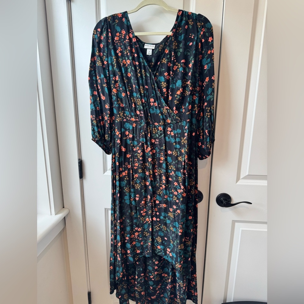 Ava & Viv Black Floral High Low Dress